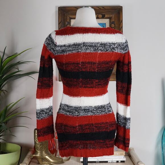 Y2k Rue 21 striped v neck long sleeve sweater dress tunic S - Picture 3 of 4